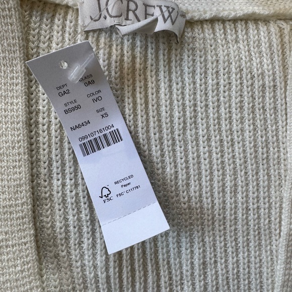 J. Crew Ivory V neck Cotton Blend Sweater - Picture 3 of 3